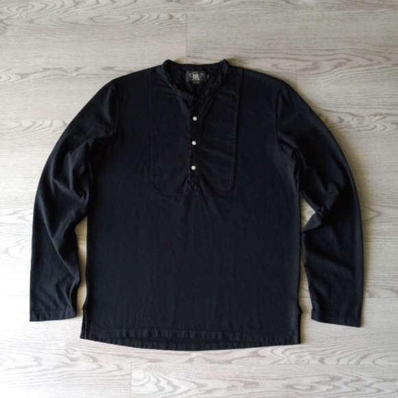 RRL Ralph Lauren Double RL Long Sleeve Henley Cotton Black L Shirts